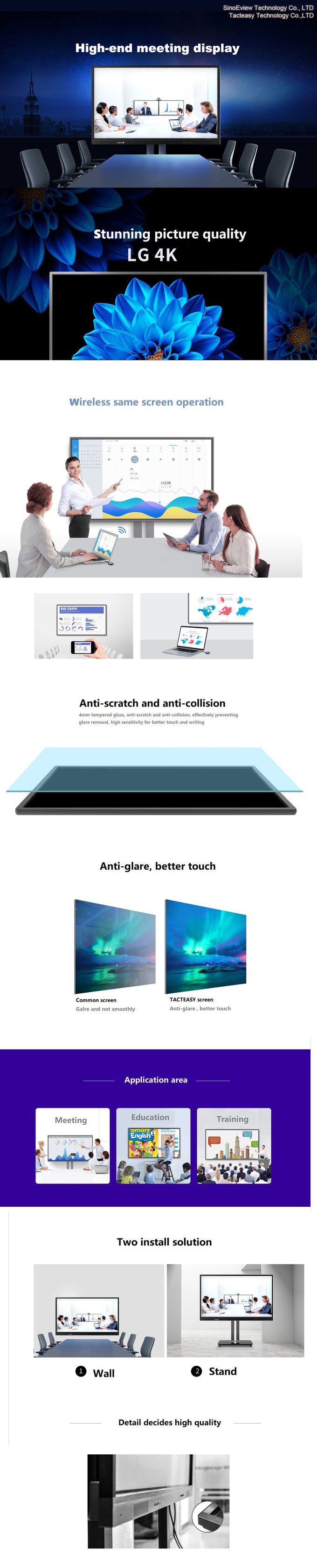 Floor Standing Interactive Multi Touch Display , Touch Screen Interactive Whiteboard